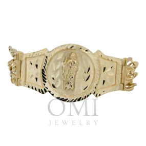 10K GOLD SOLID ST JUDE CUBAN CURB LINK BRACELET