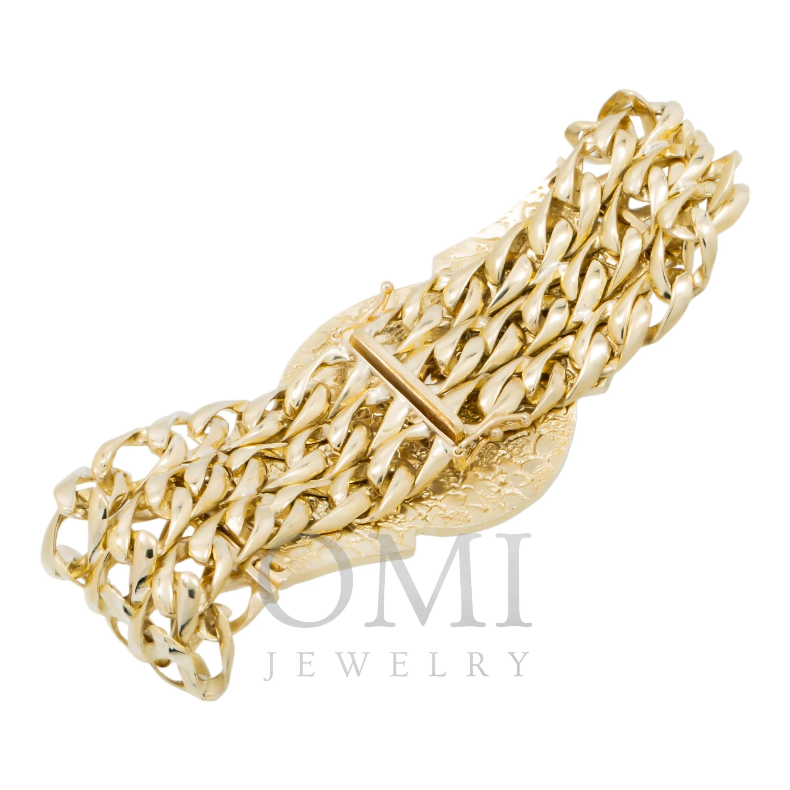 10K GOLD SOLID ST JUDE CUBAN CURB LINK BRACELET