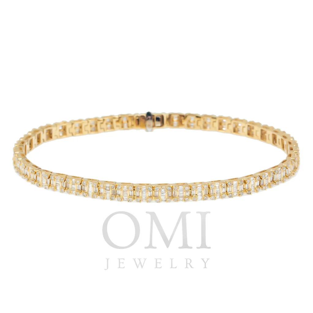 14K GOLD BAGUETTE DIAMONDS BRACELET 3.91 CT