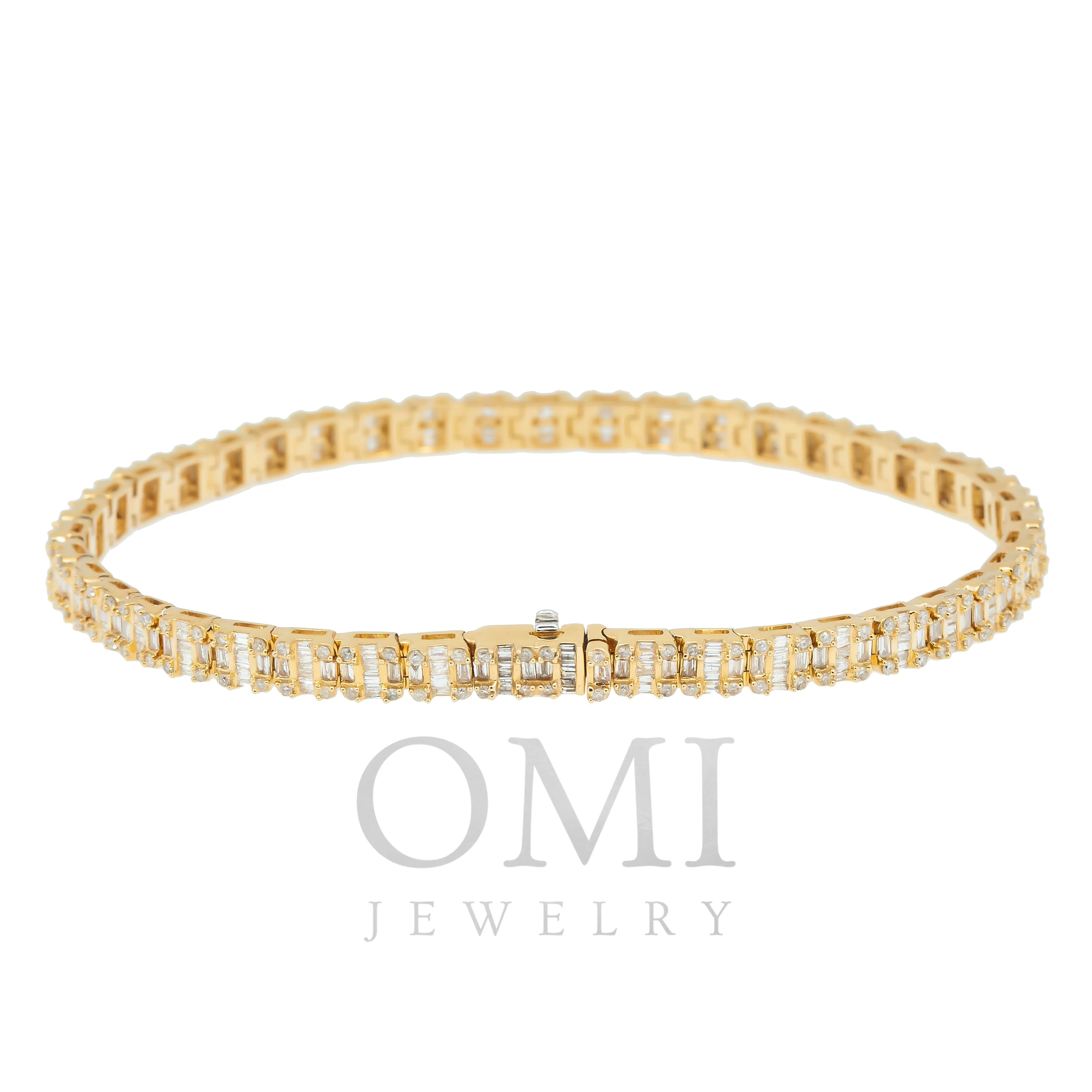 14K GOLD BAGUETTE DIAMONDS BRACELET 3.91 CT