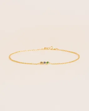 18K Gold Bracelet w. Diamond, Tsavorite & London blue topaz