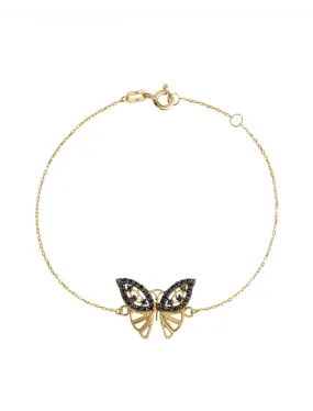 18K Gold Zircon Butterfly Bracelet