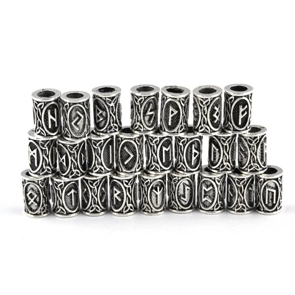 24pcs Norse Viking Runes Hair & Beard Ornaments Set