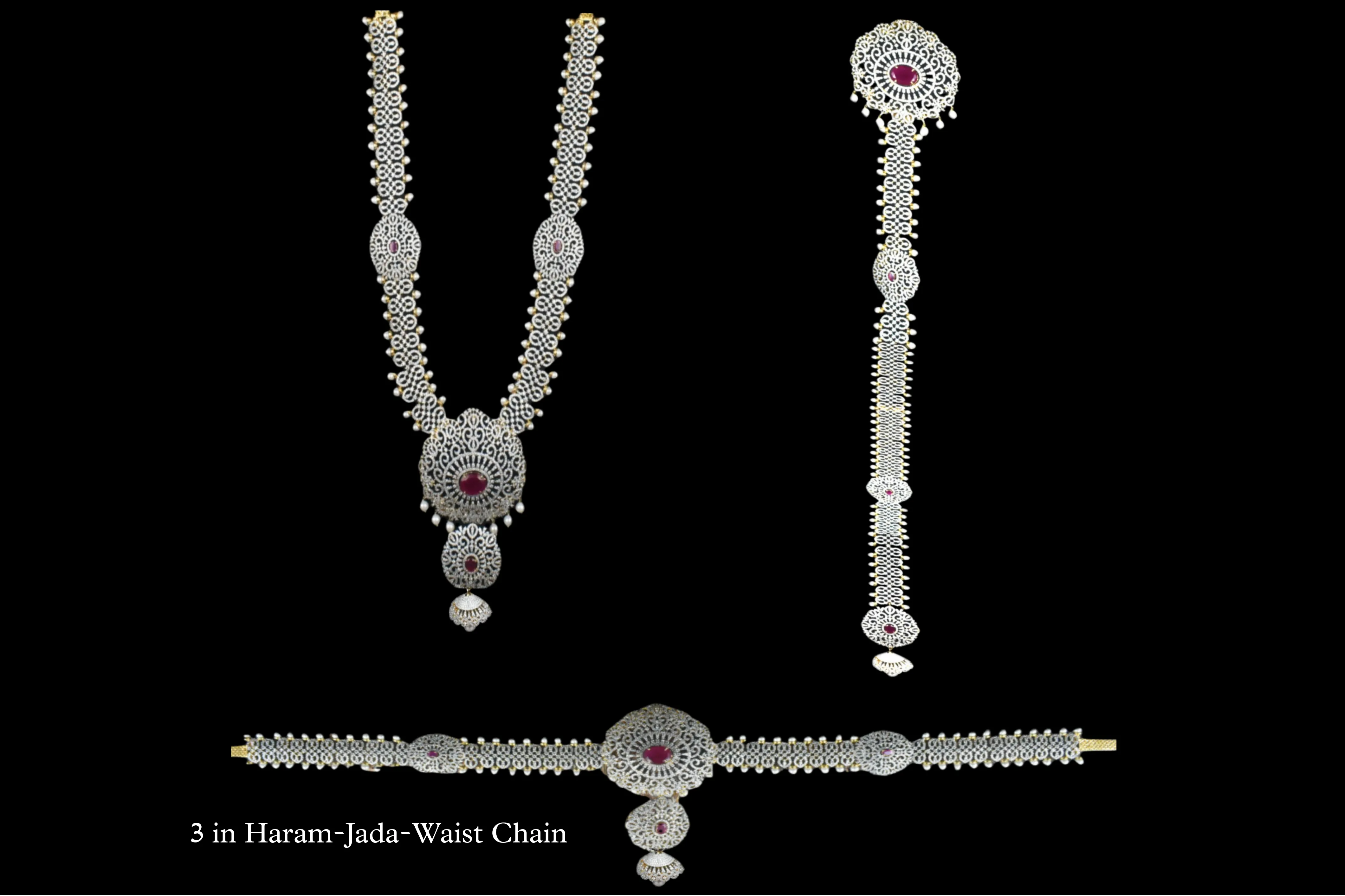 3 in 1 Detachable American Diamond Haram By Asp Fashion Jewellery