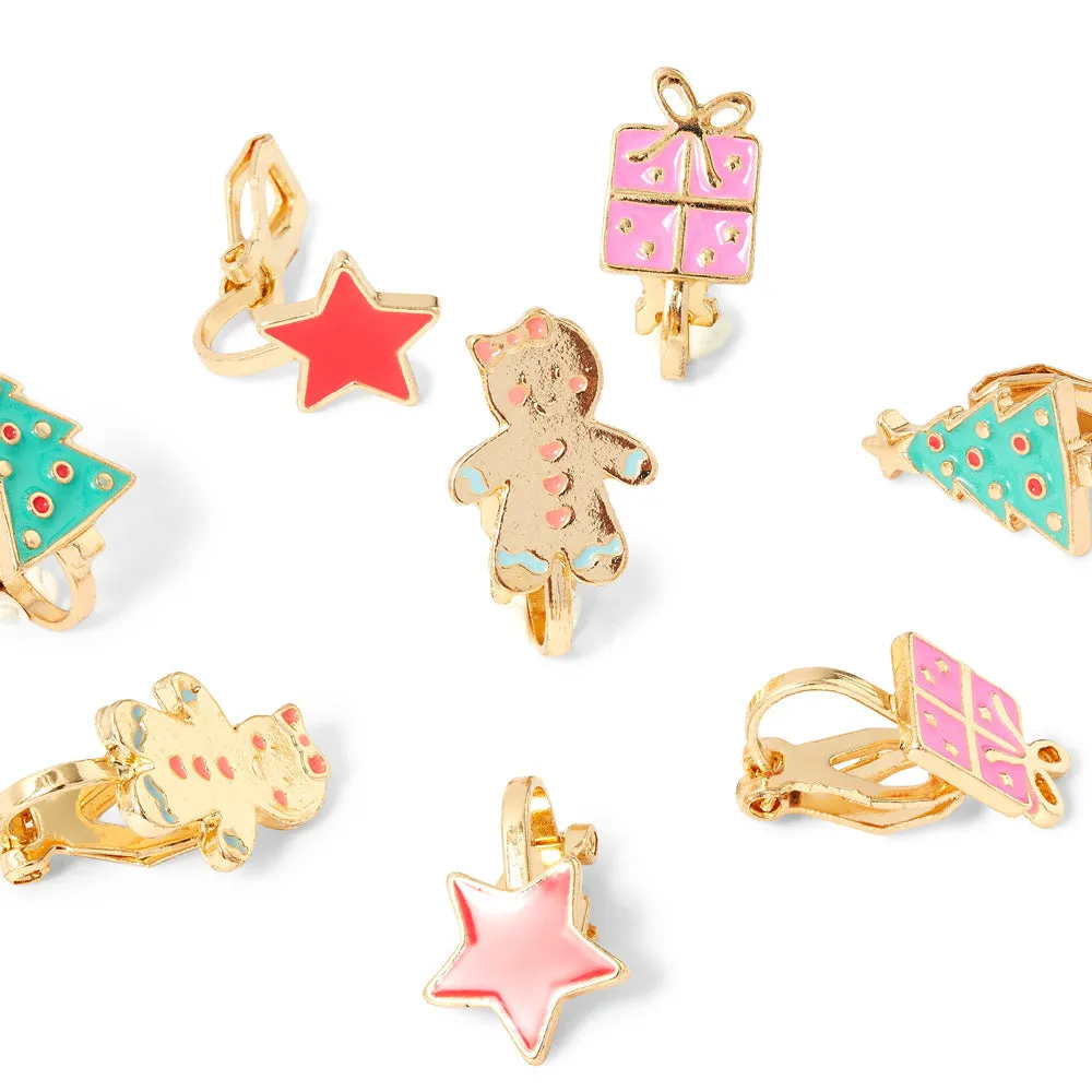 Accessorize London Girl's Rad Christmas Clip On Earring Set Of 4