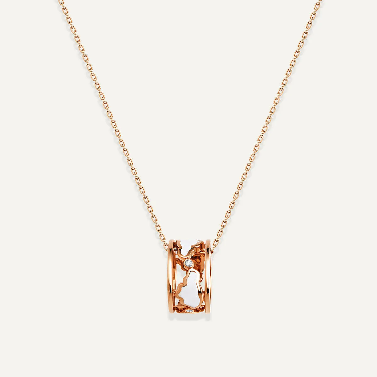 Allusia Love Enamel Band 18K Rosegold Necklace w. Diamonds