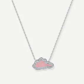 Allusia Love Pink Enamel 18K Whitegold Necklace w. Diamonds