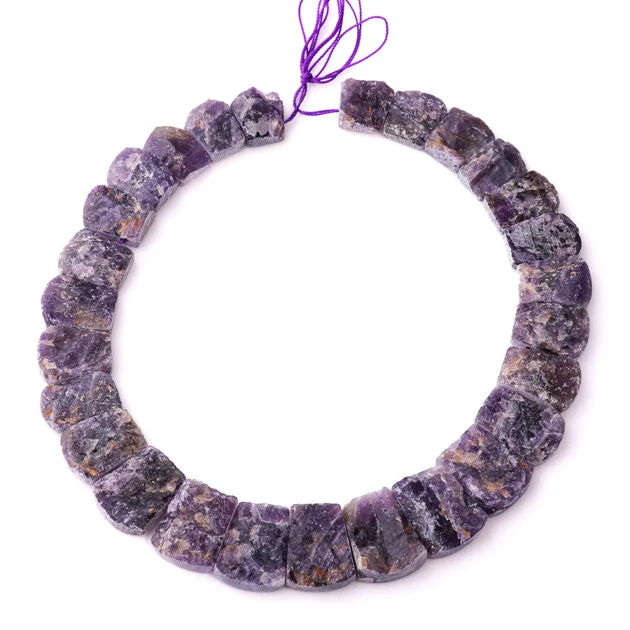 Amethyst 12x16-15x22mm Jaged Rough Collar - 15-16 Inch