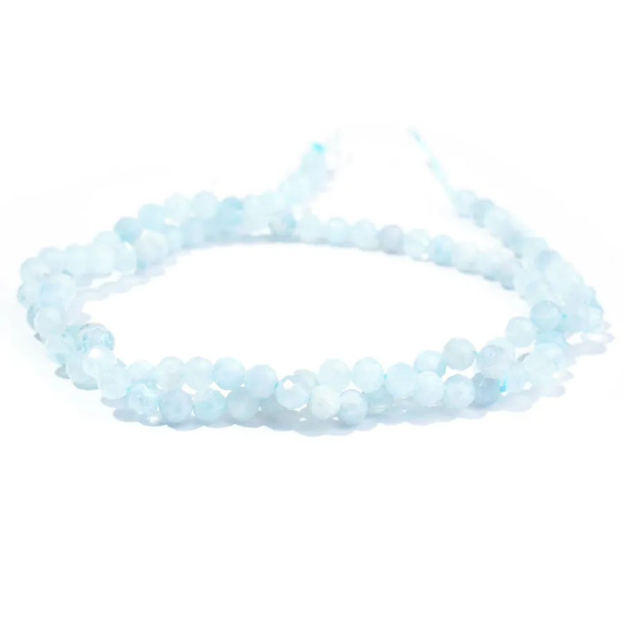 Aquamarine 6mm Round Faceted A Grade - 15-16 Inch