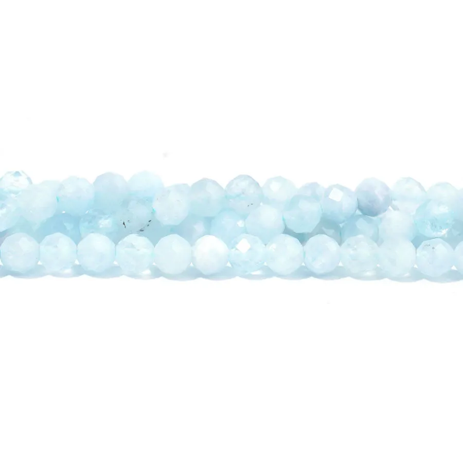 Aquamarine 6mm Round Faceted A Grade - 15-16 Inch