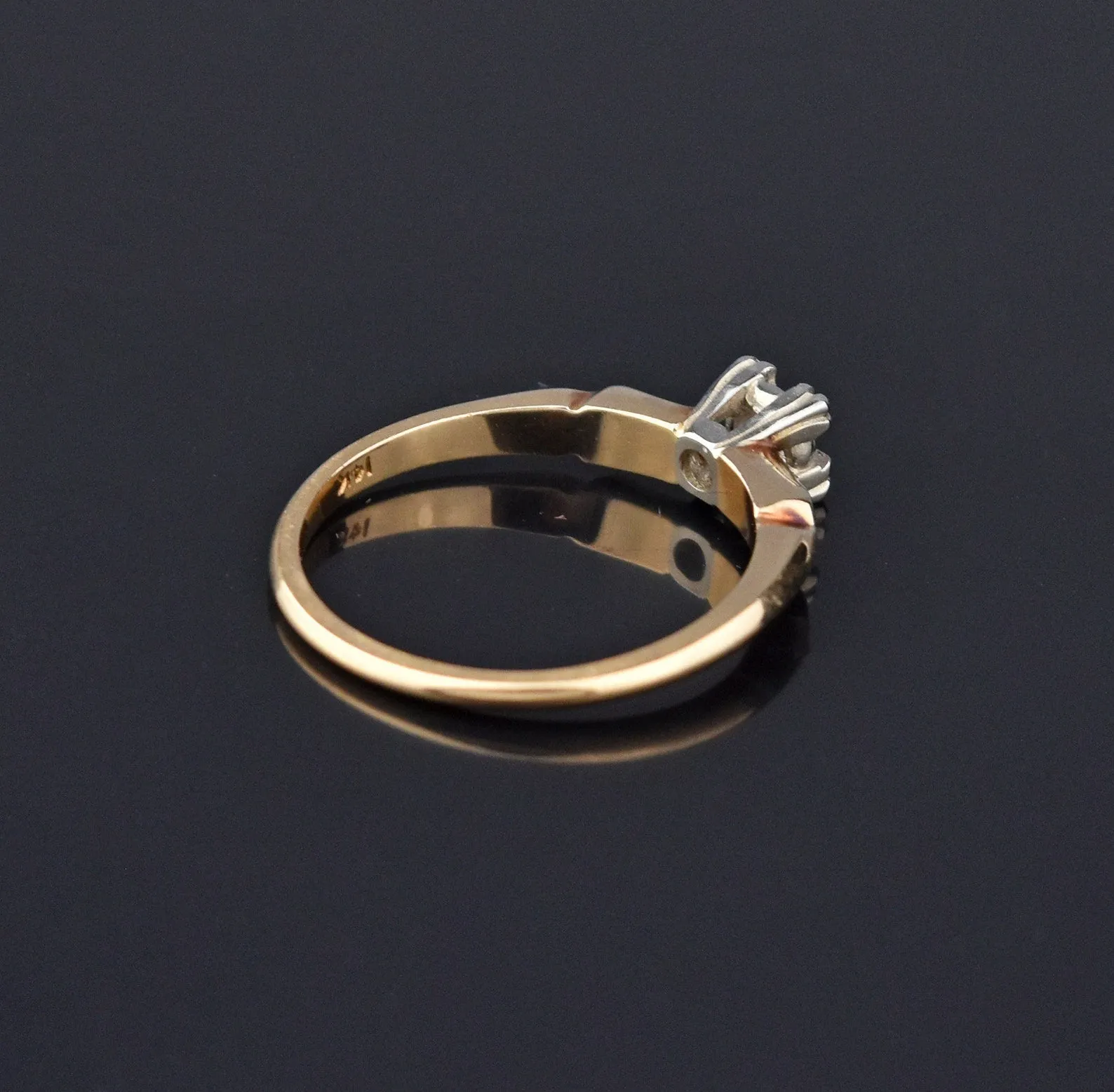 Art Deco 14K Gold Diamond Engagement Ring, Sz 6.25