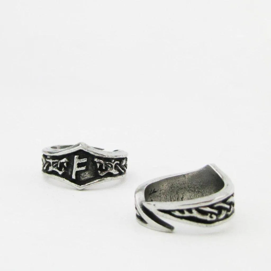 Asgard Fehu Letter F Rune Ring - Adjustable