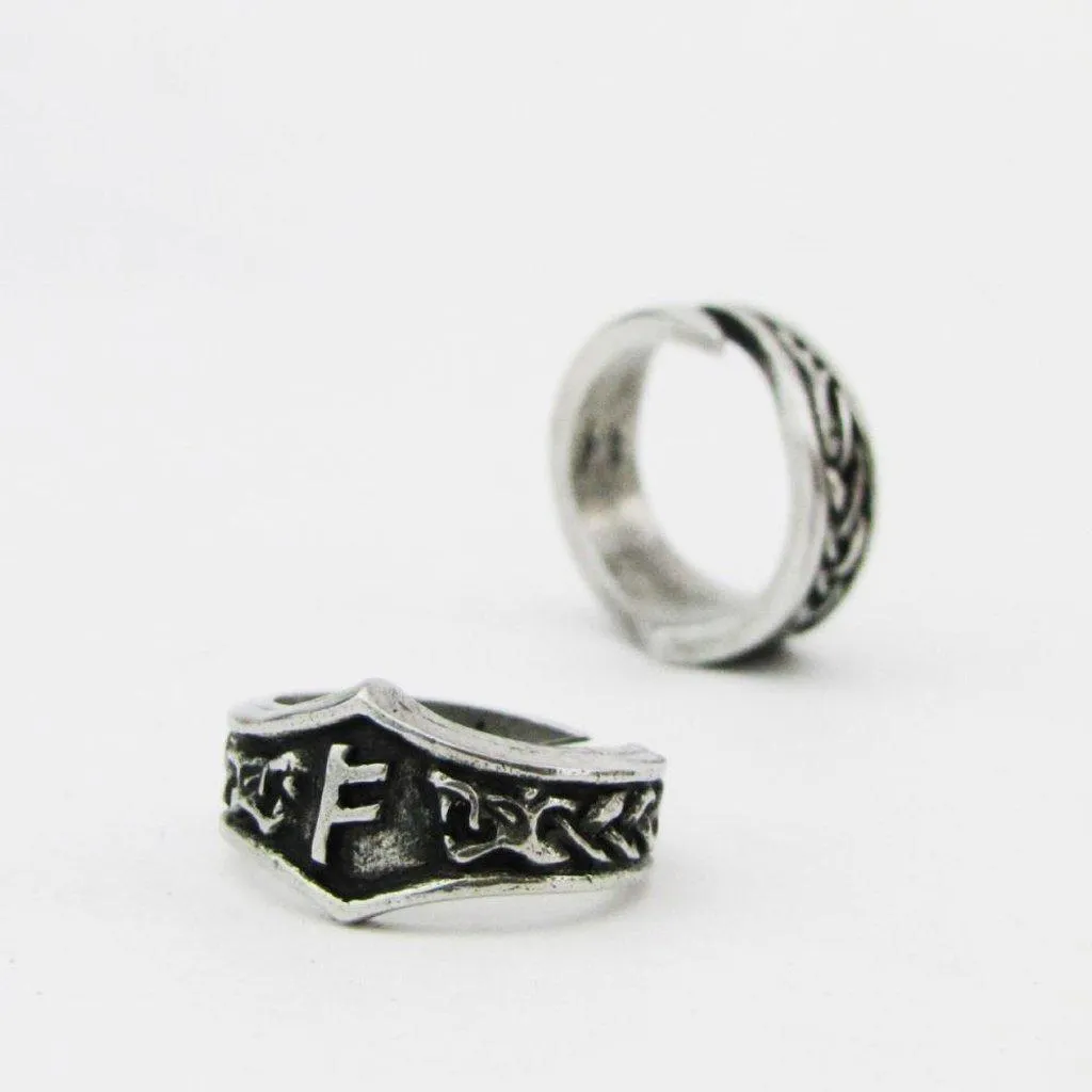 Asgard Fehu Letter F Rune Ring - Adjustable