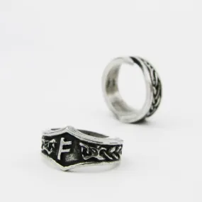 Asgard Fehu Letter F Rune Ring - Adjustable