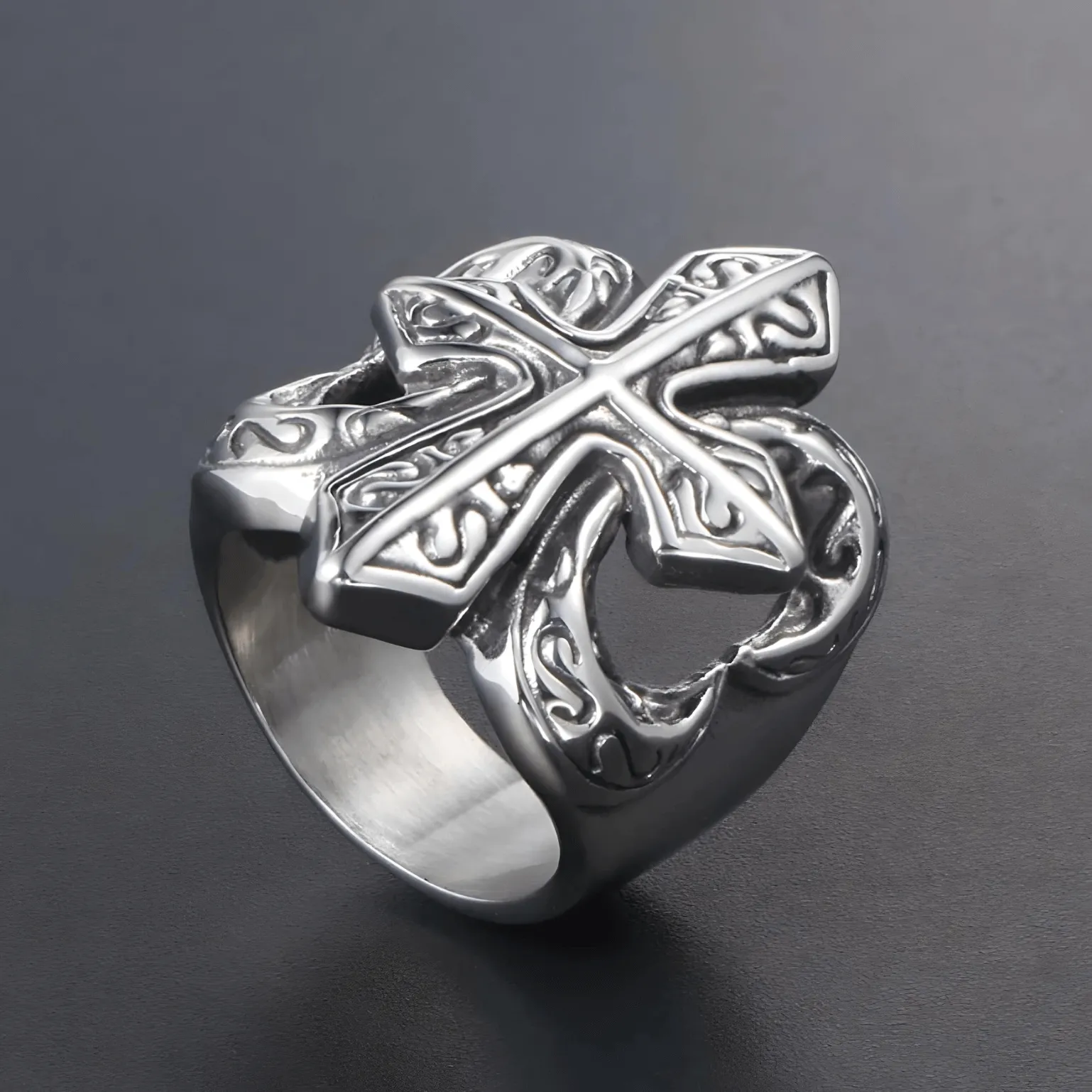 Big Cross 316L Stainless Steel Fashion Punk Style Ring