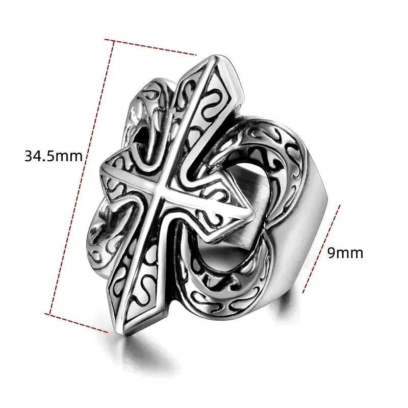 Big Cross 316L Stainless Steel Fashion Punk Style Ring