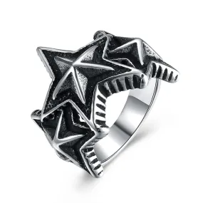 Big Pentacle Titanium Steel Vintage Fashion Punk Rock Biker Ring