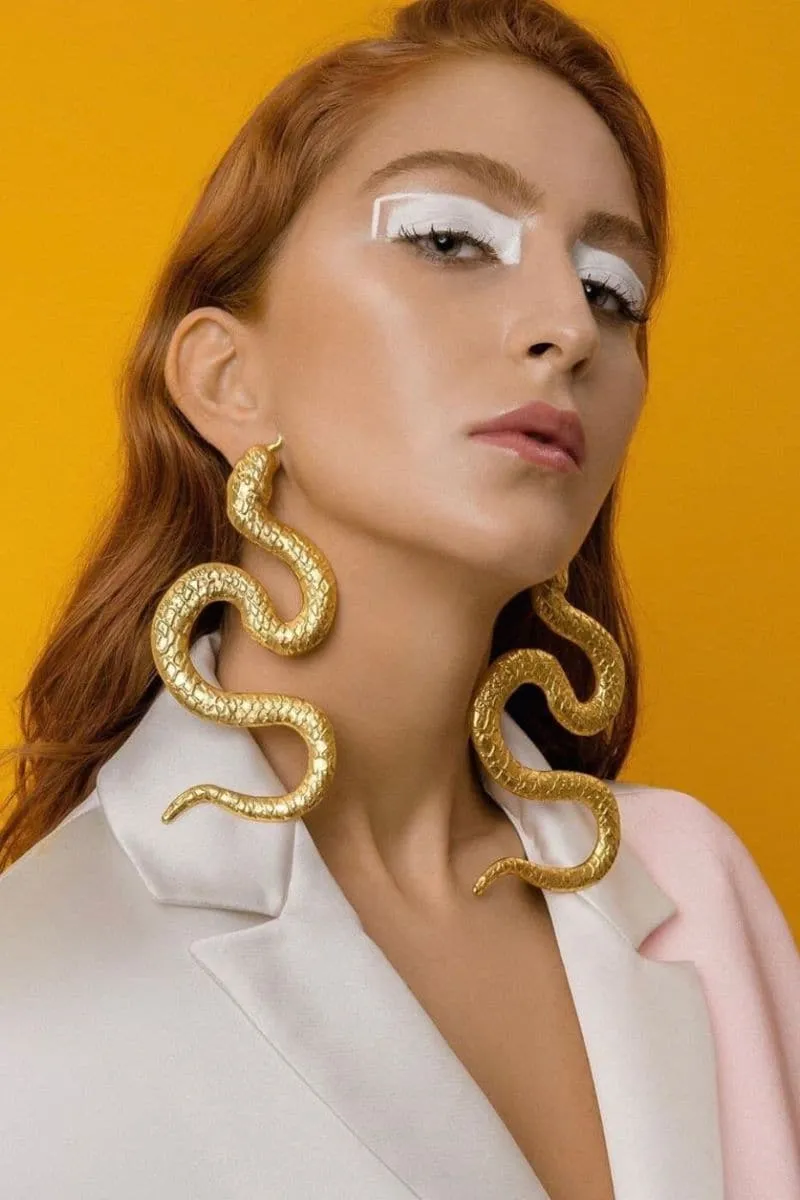 BIG SNAKE GOLD-PLATED EARRINGS