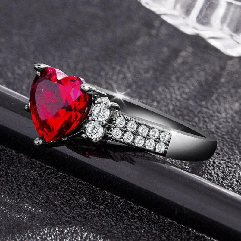 Black & Black Heart Crystal Engagement Ring