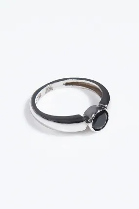 Black Stone Ring - Silver