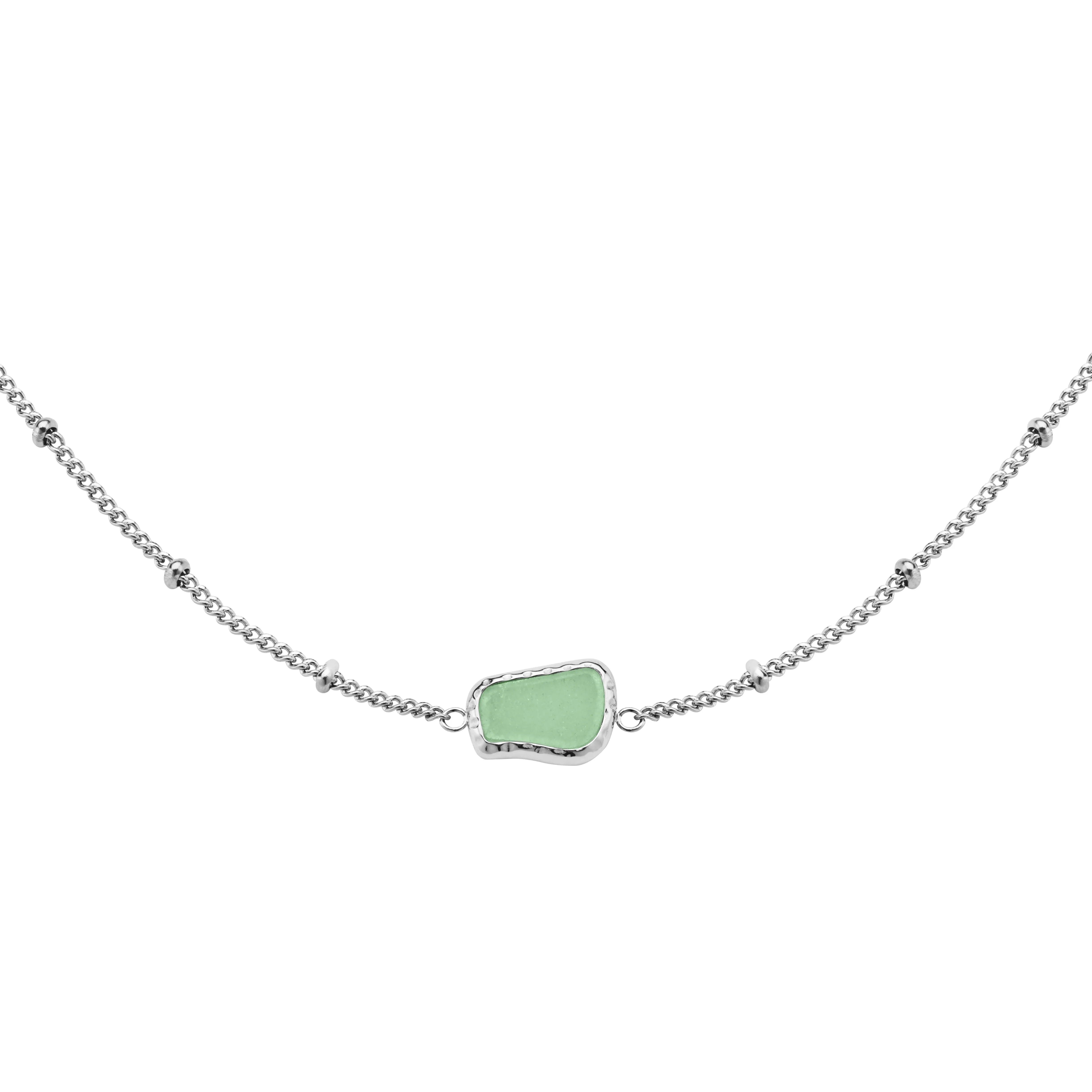 BLAK - Rosefield Gemstone Necklace - Jade/Silver