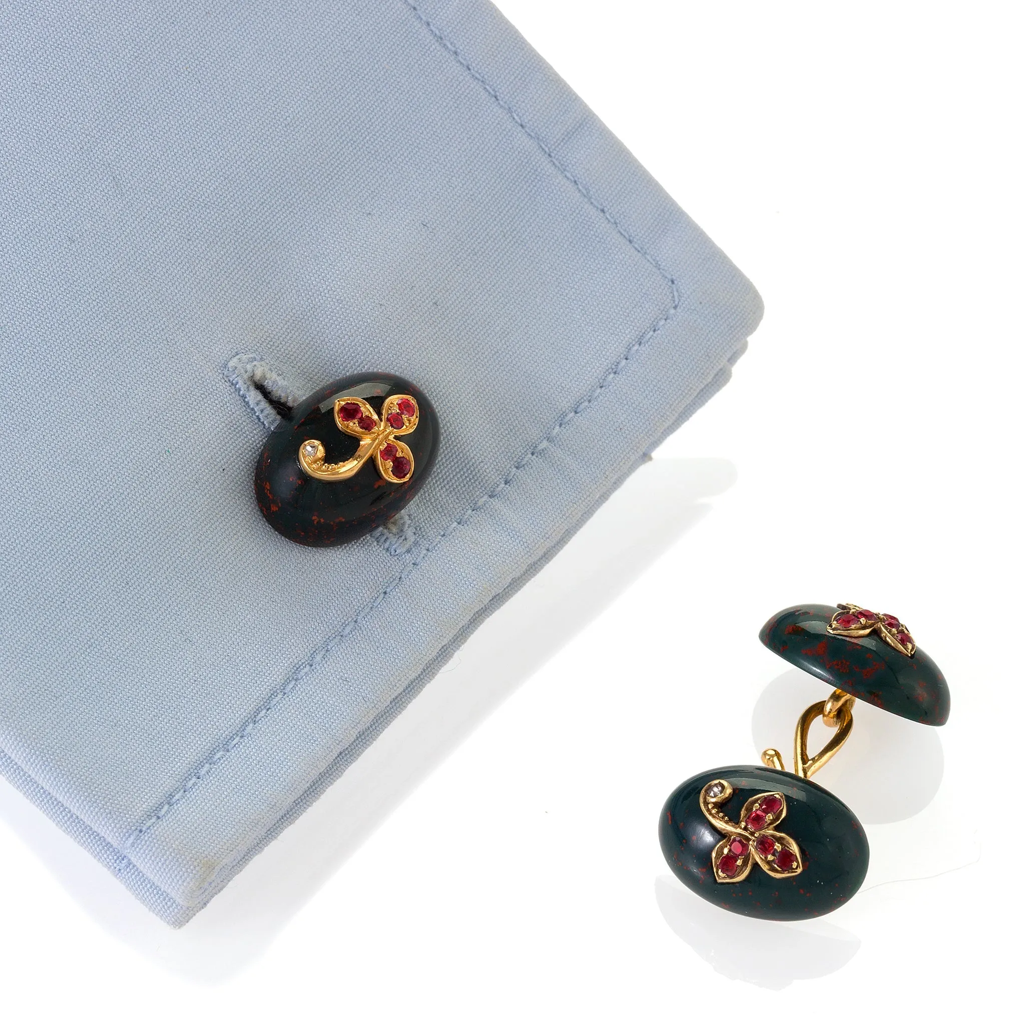 Bloodstone and Ruby Cuff Links