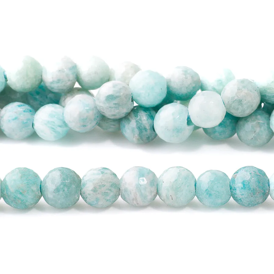 Brazilian Amazonite 8mm Round Faceted - Large Hole Beads