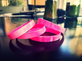 Breast Cancer Awareness Pink Ribbon Silicone Bracelets | Strength, Faith, Courage, and Hope in Pink Bracelet