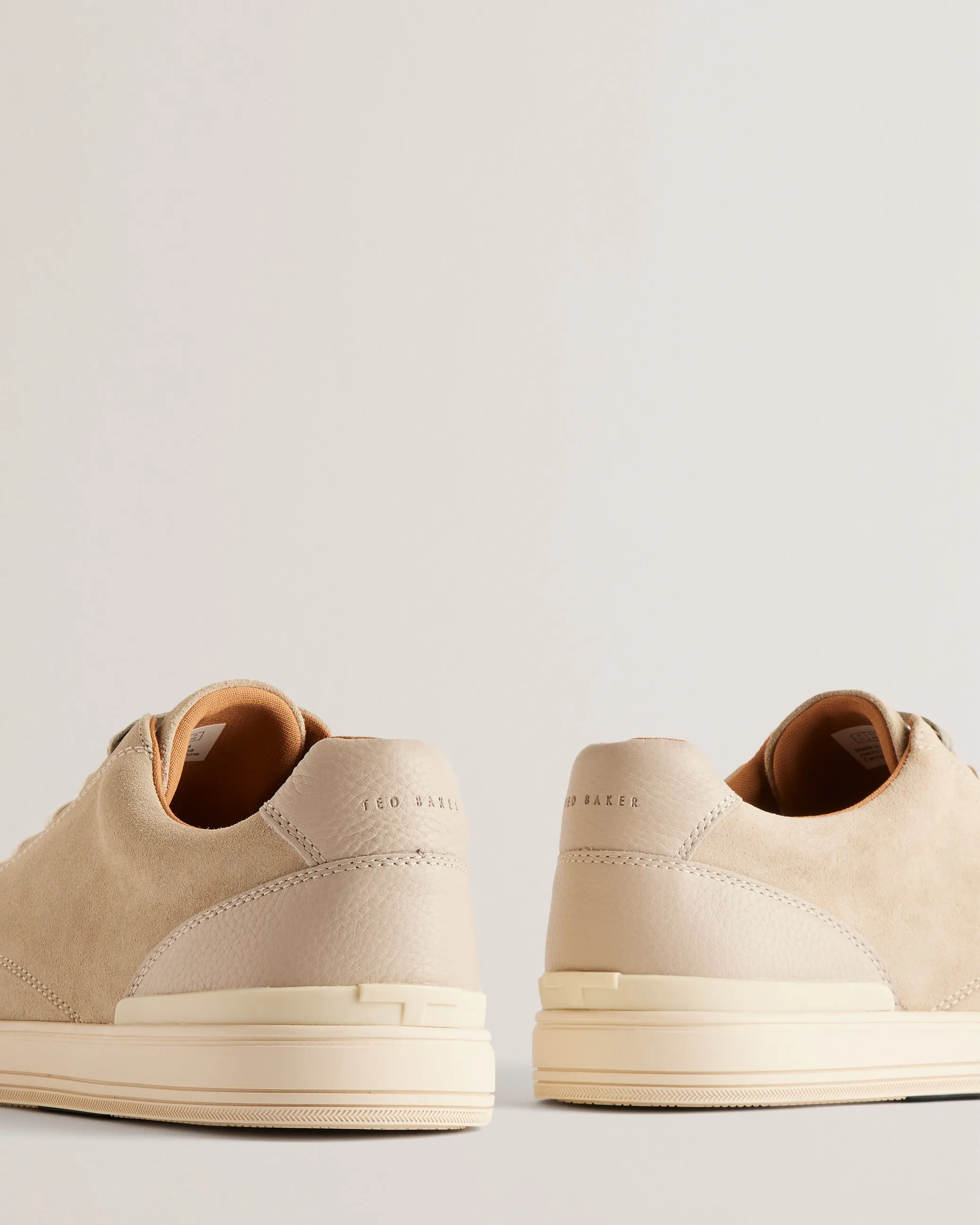 Brentfd Textured Leather Low Top Trainers Natural