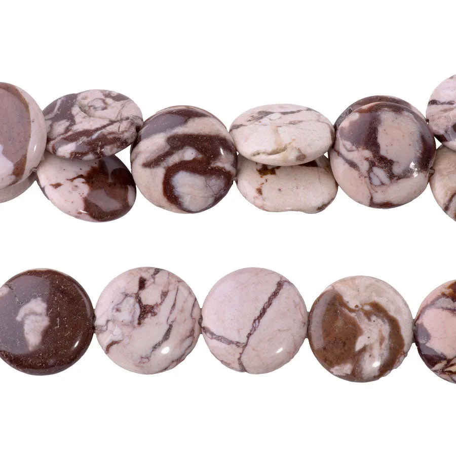 Brown Zebra Jasper 25mm Puff Coin - 15-16 Inch