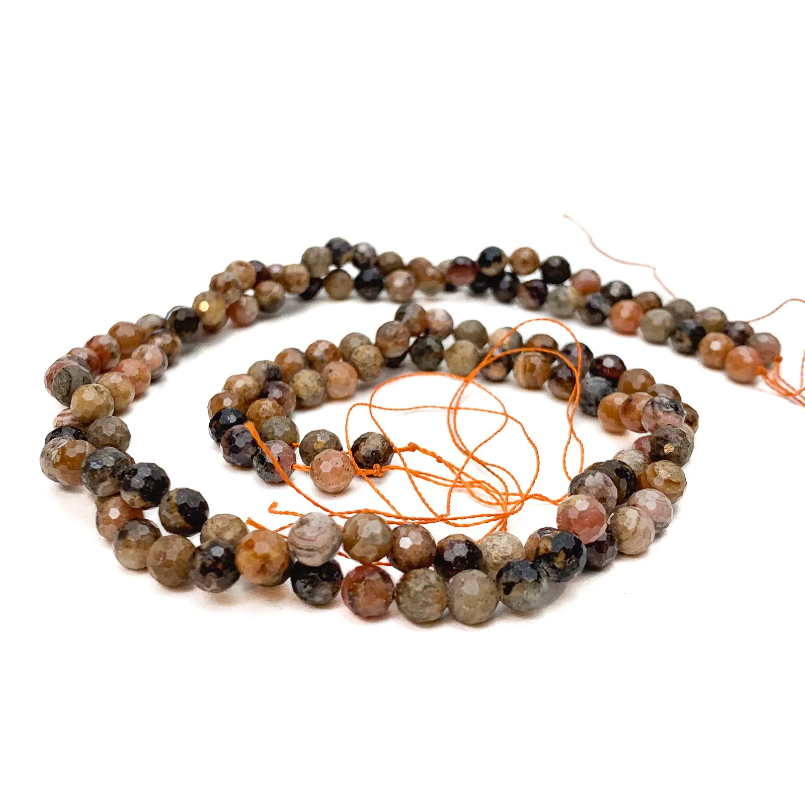 Chiastolite / Andalusite 5.5mm Faceted Rounds Bead Strand