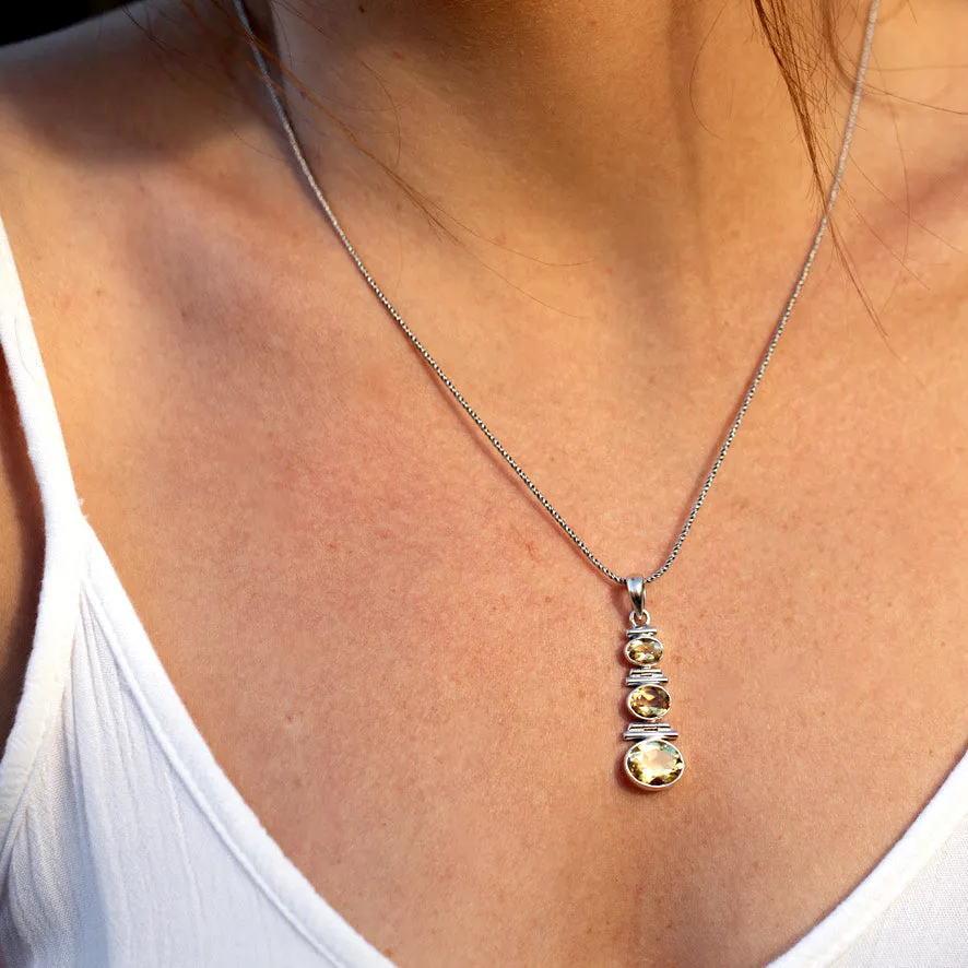 Citrine Triple Gem Pendant - Paris