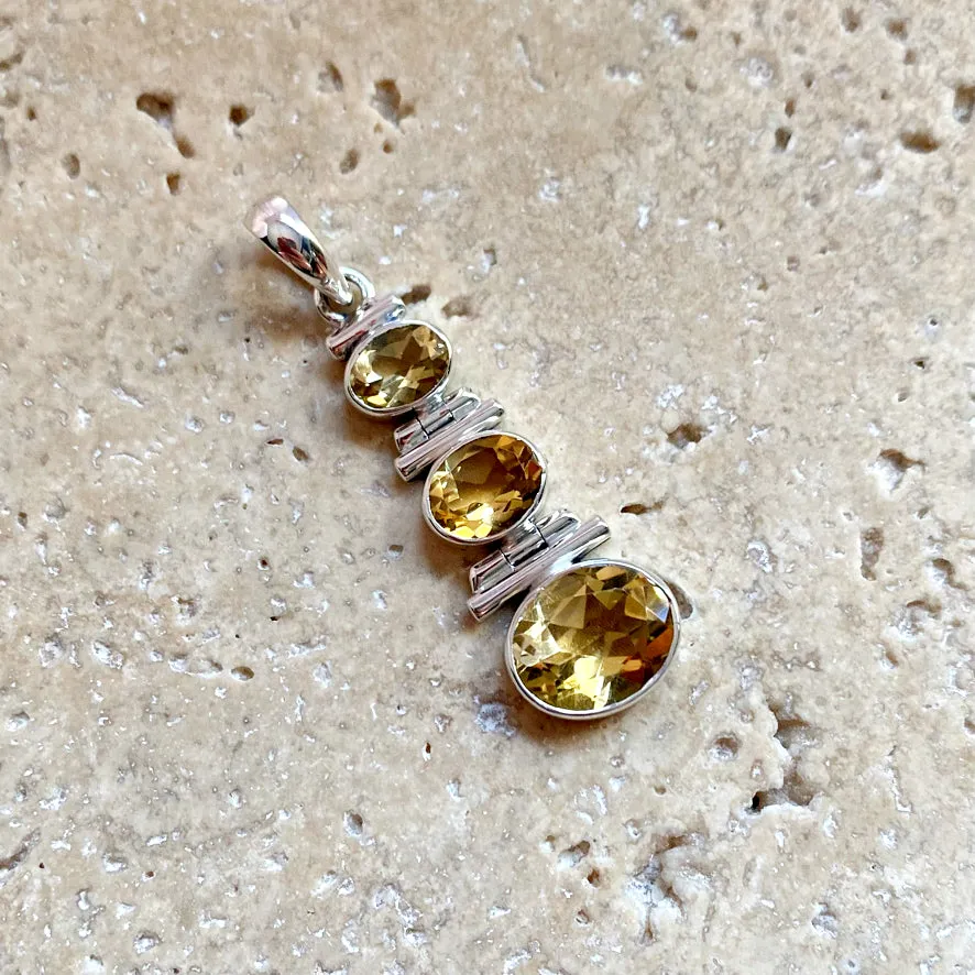 Citrine Triple Gem Pendant - Paris