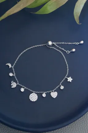 Cutie Charms Sterling Silver Pull Chain Bracelet