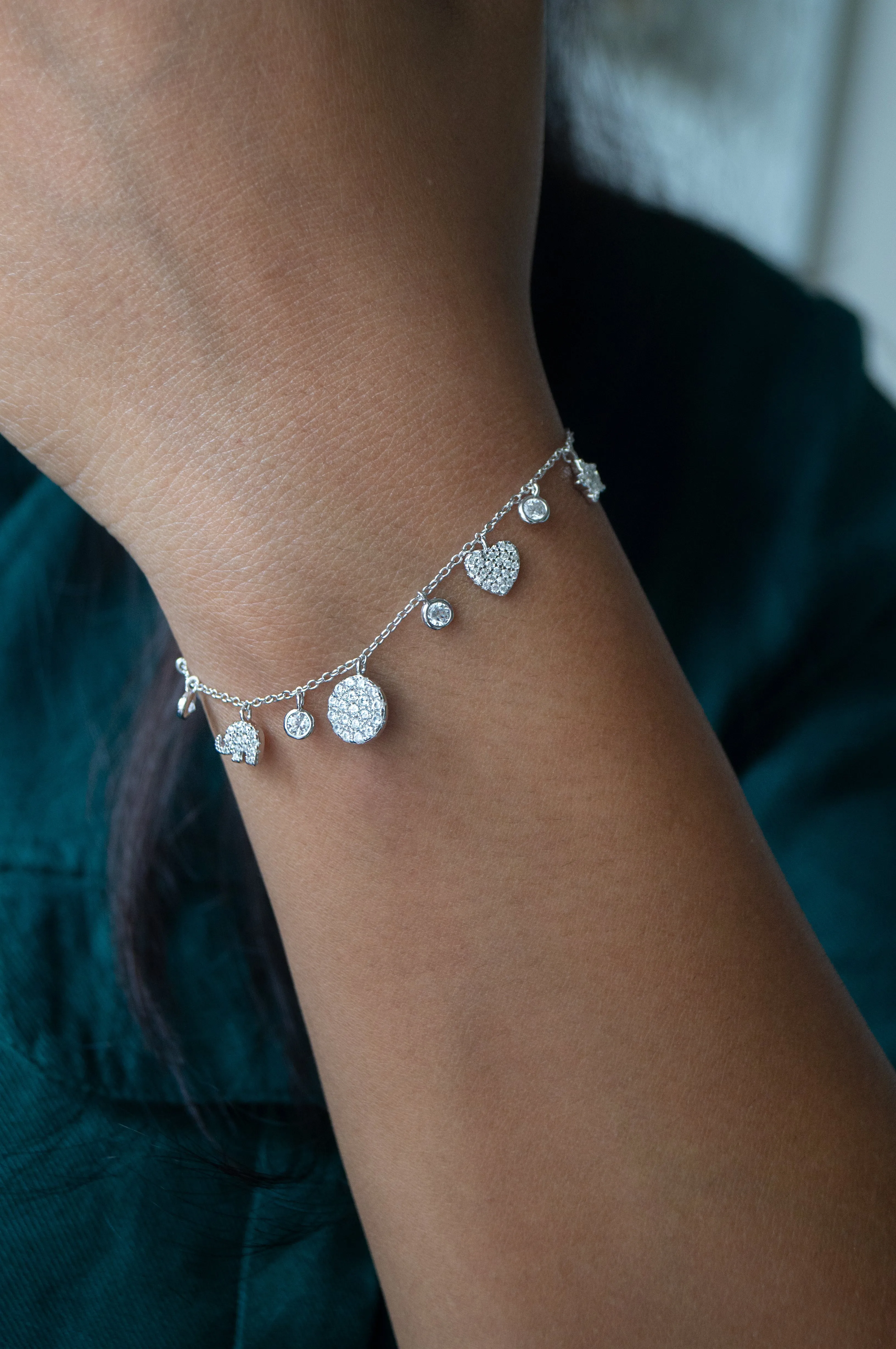 Cutie Charms Sterling Silver Pull Chain Bracelet