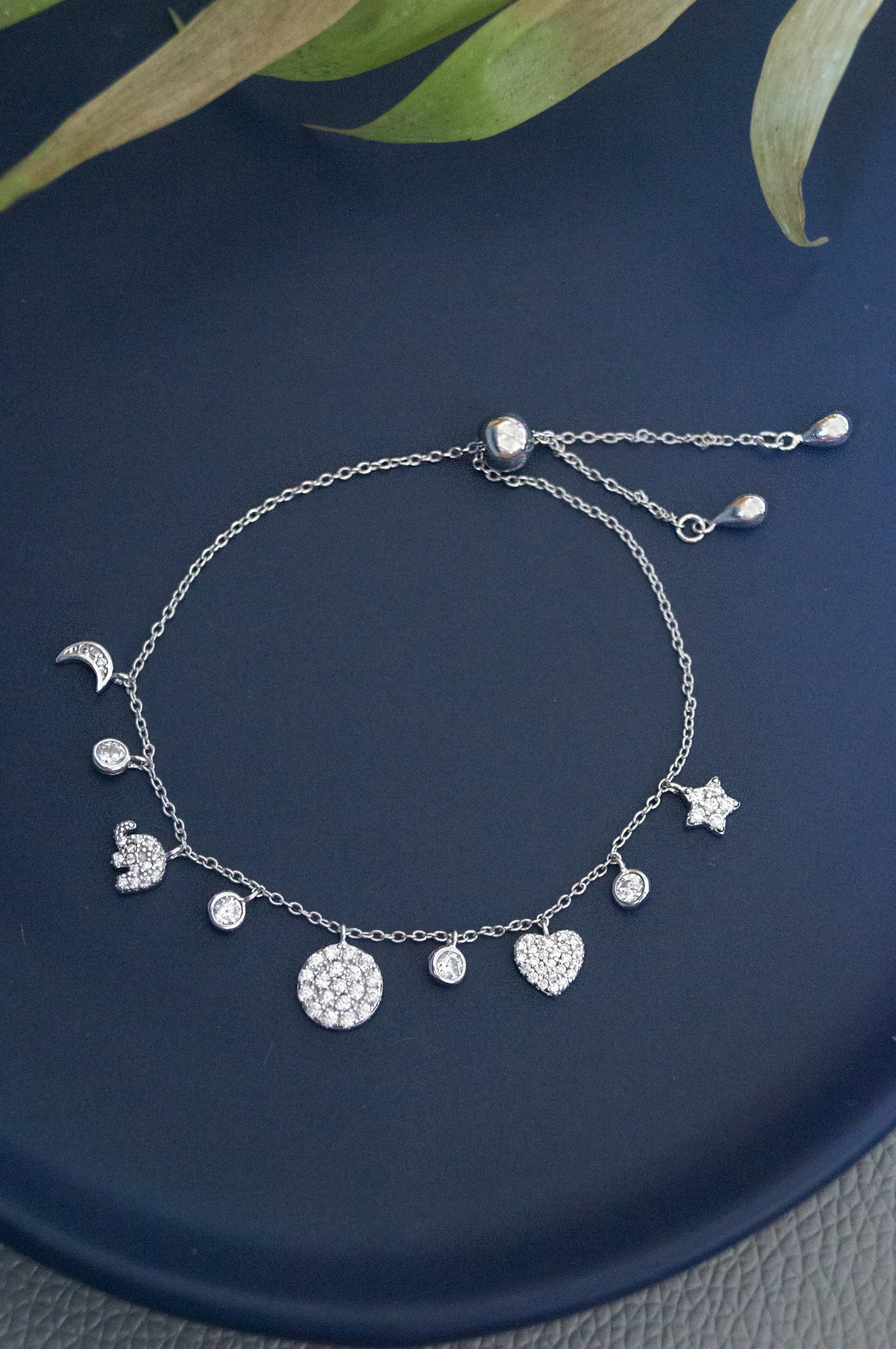 Cutie Charms Sterling Silver Pull Chain Bracelet