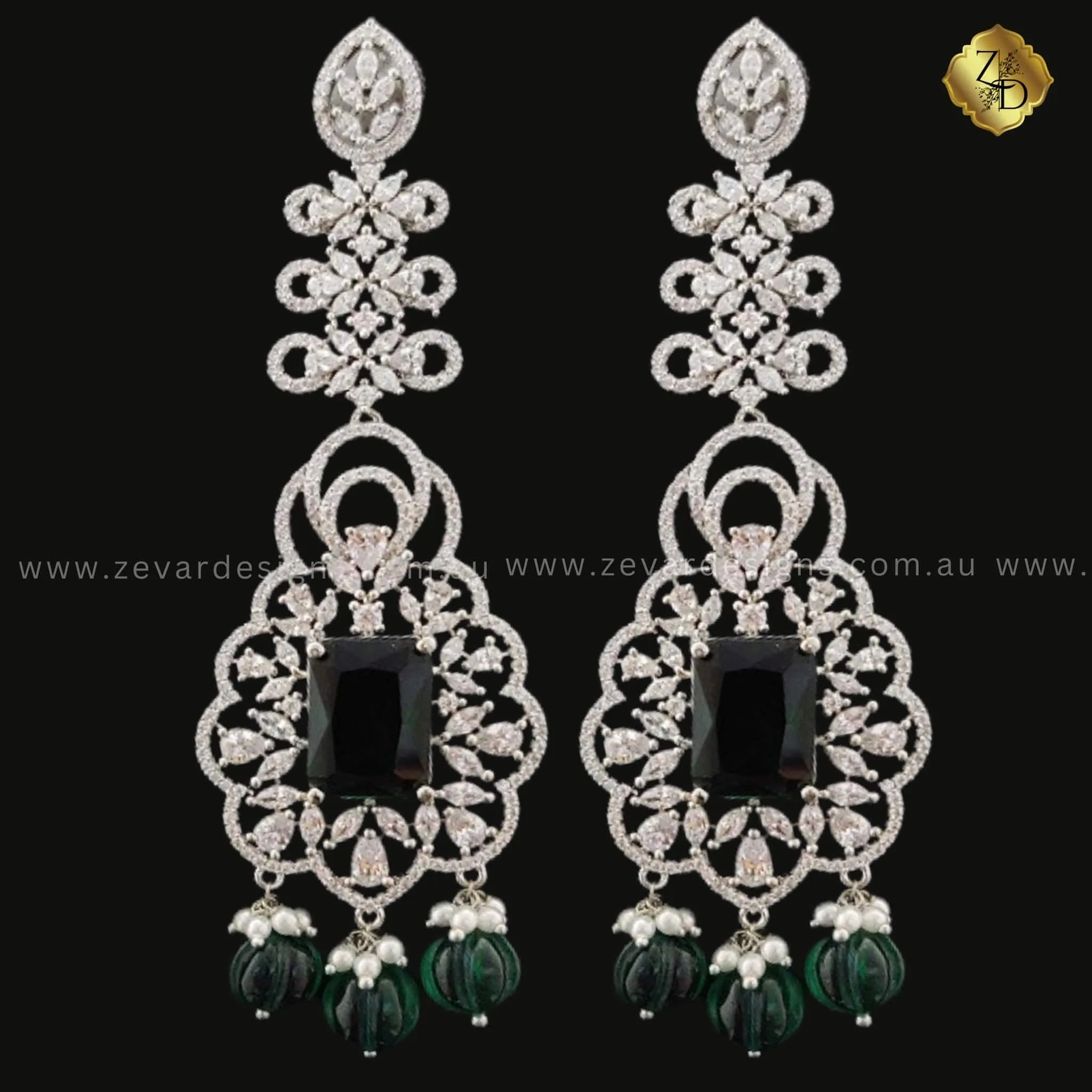 Emerald Green AD Earrings