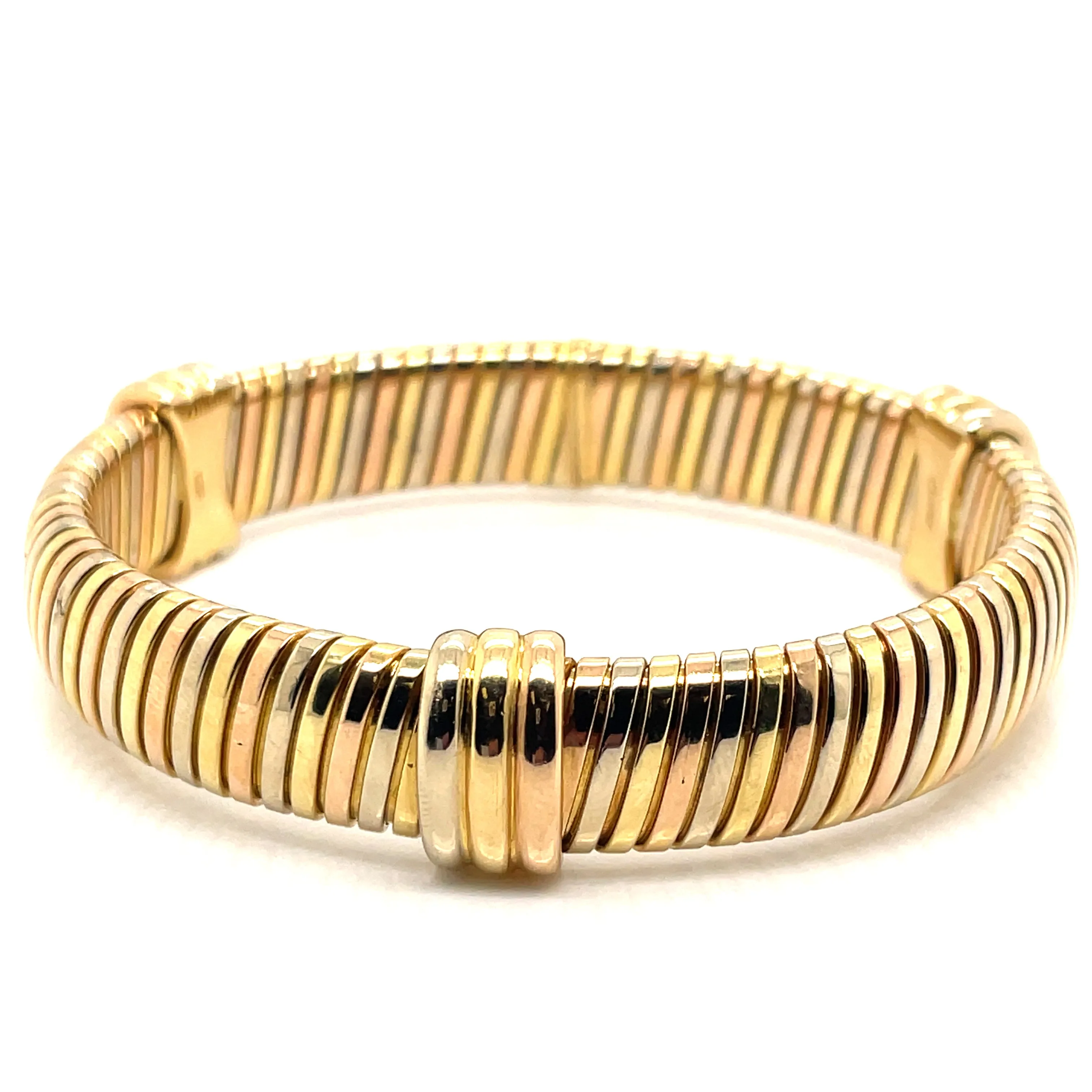 Estate Cartier 18k Tri-Color Tubogas Bracelet