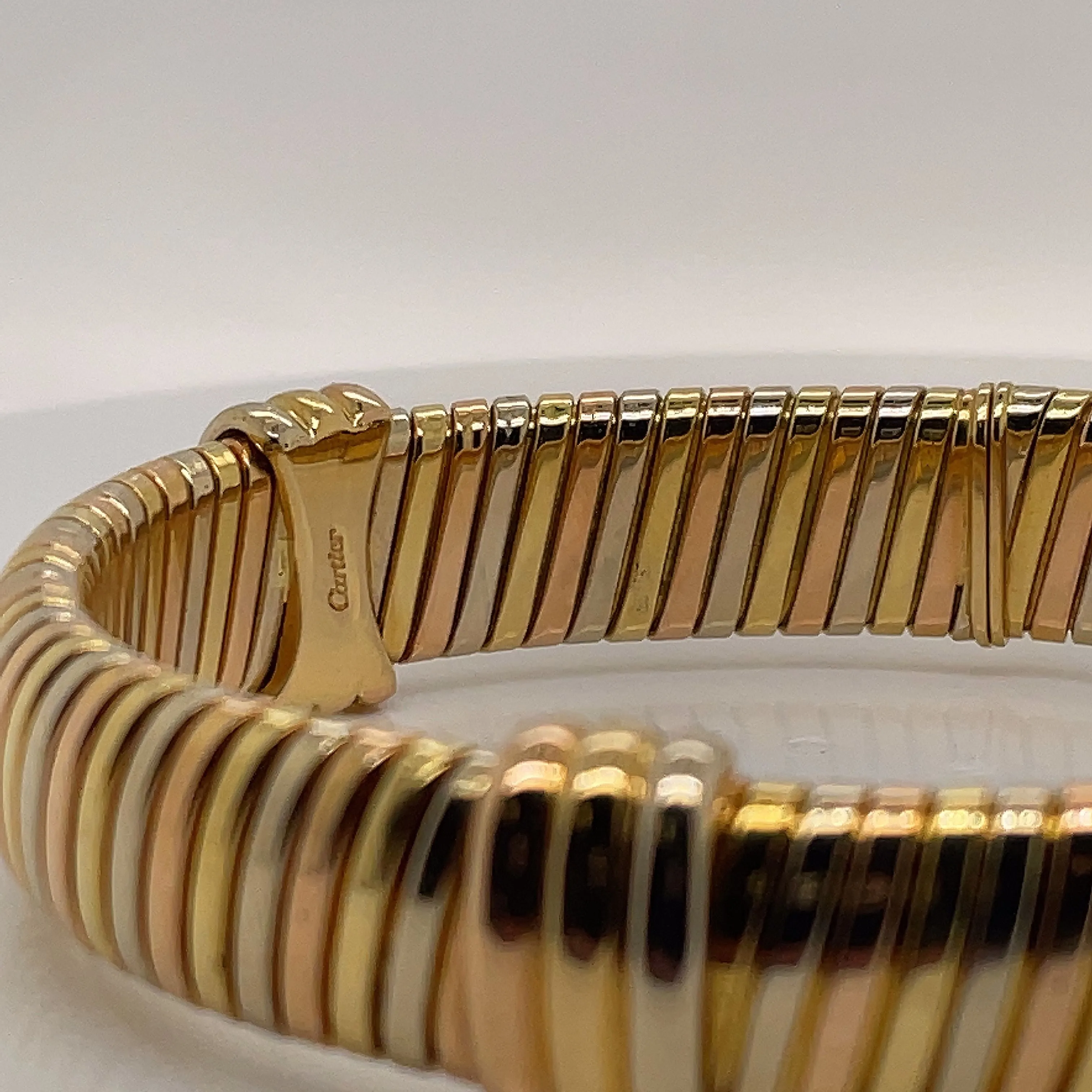 Estate Cartier 18k Tri-Color Tubogas Bracelet