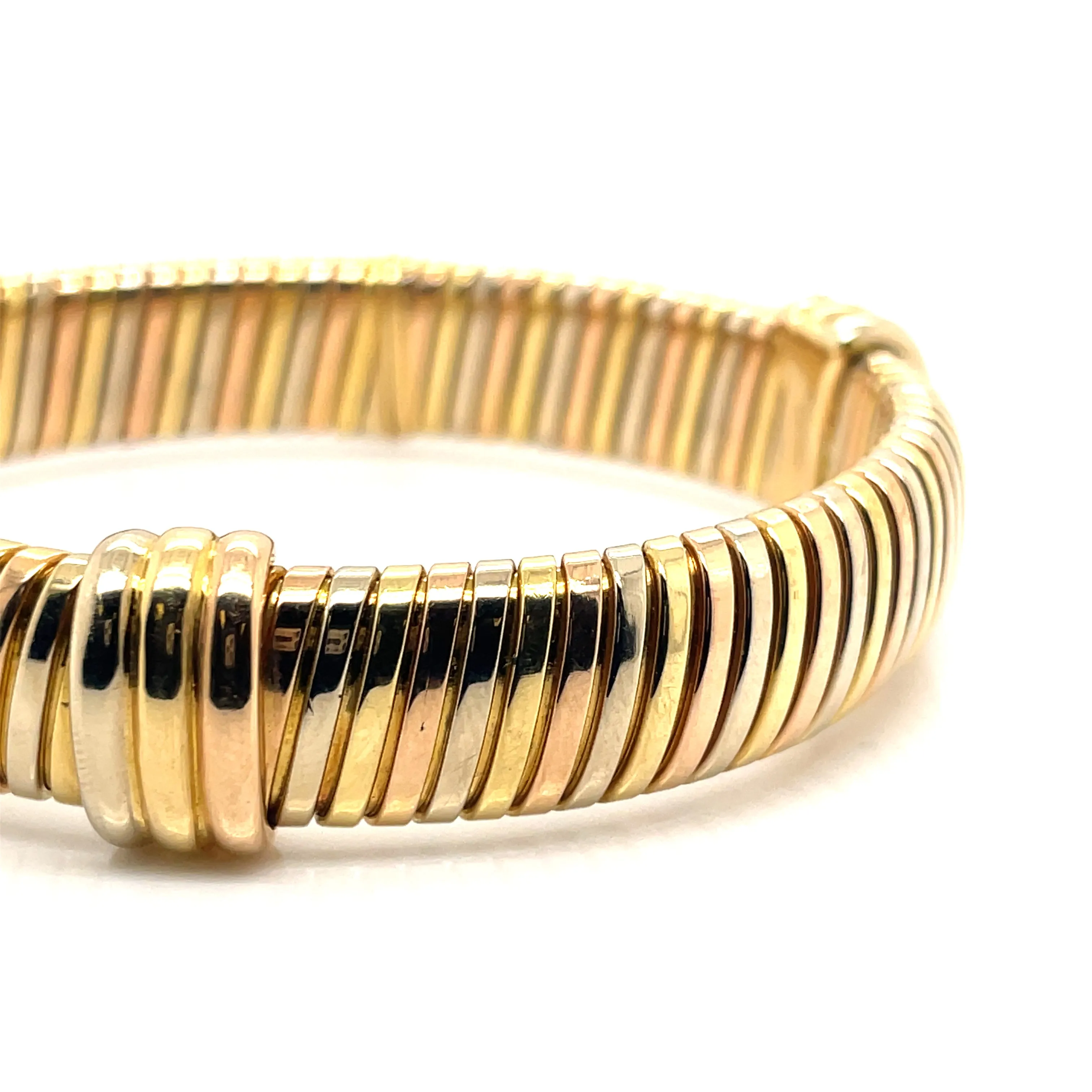 Estate Cartier 18k Tri-Color Tubogas Bracelet