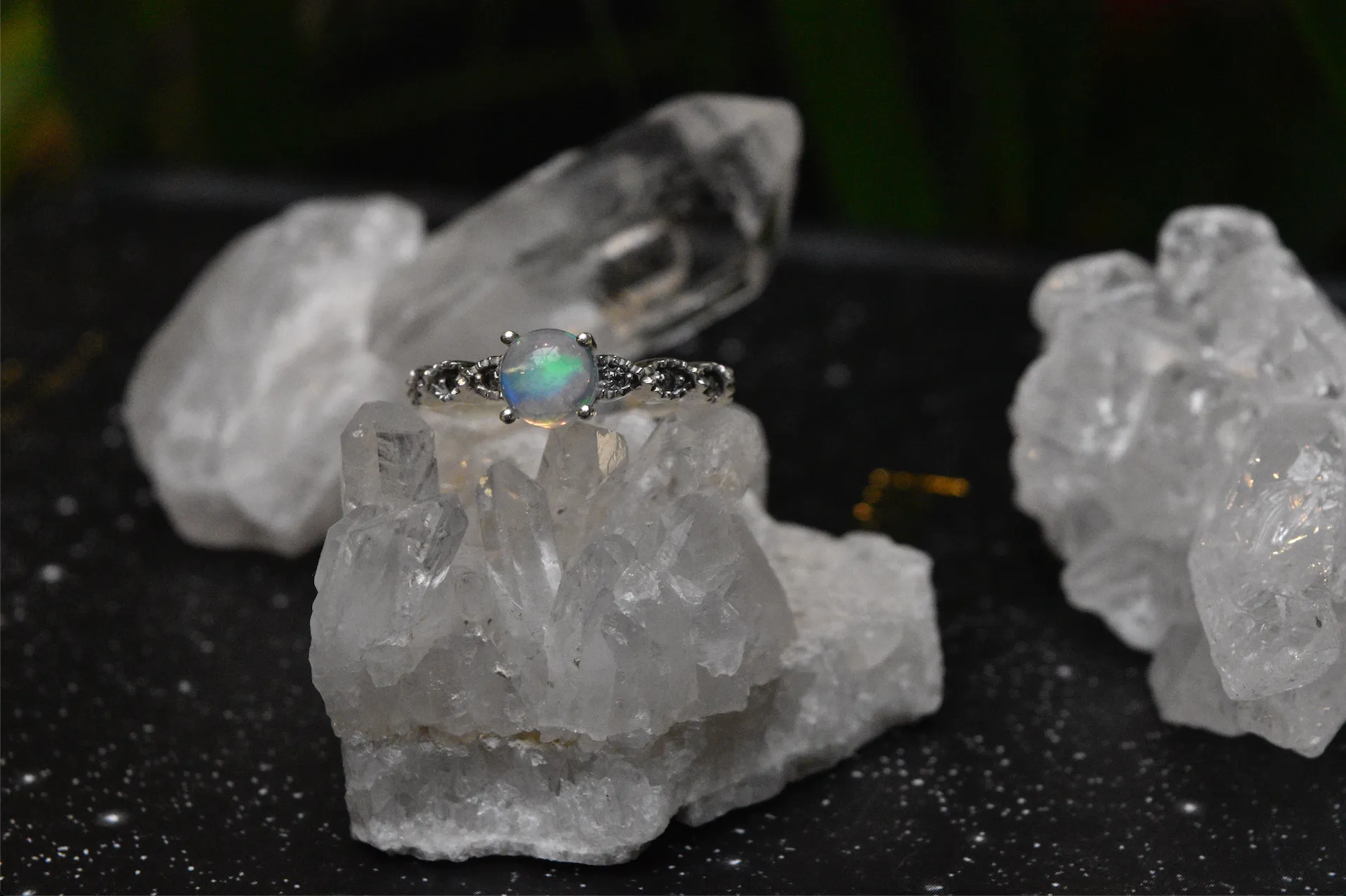 Ethiopian Opal and Zirconia Ella Ring (US 6.5 & 8)