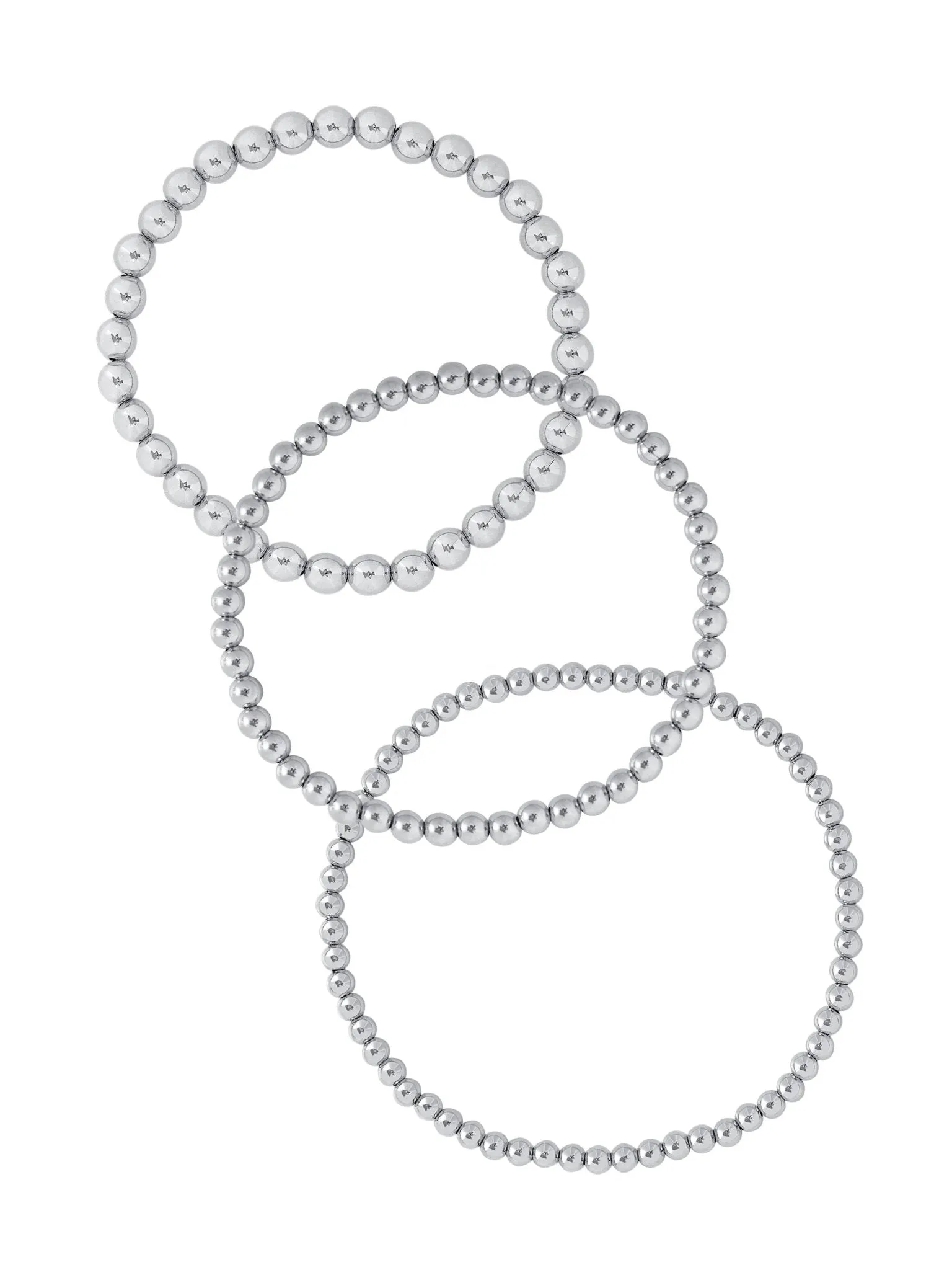 Everyday Stretch Bracelet Set Silver - 3mm   4mm   5mm