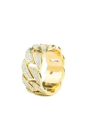 Gold Diamond Cuban Ring Size 7