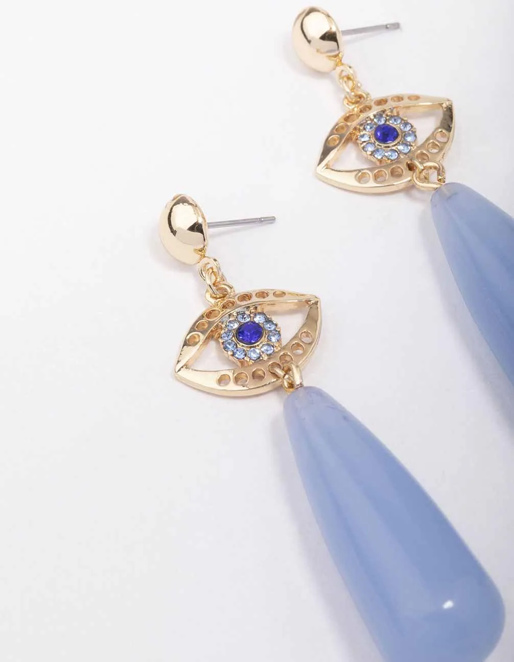 Gold Evil Eye Double Drop Earrings