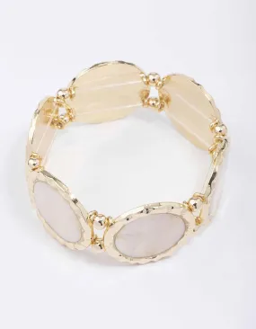 Gold Pearl Disc Bracelet