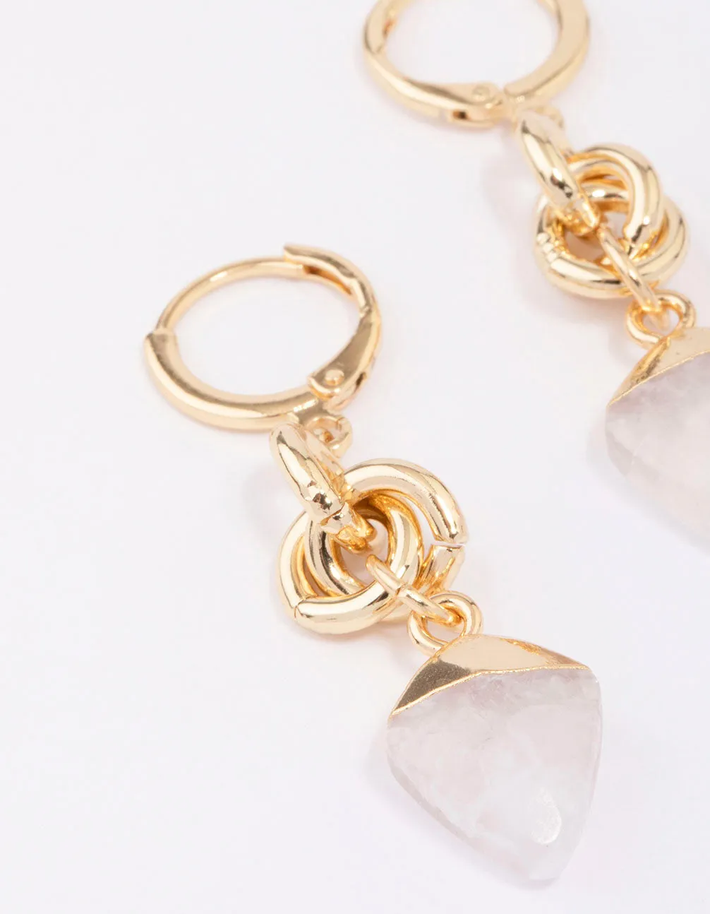 Gold Plated Linked Semi-Precious Drop Earrings