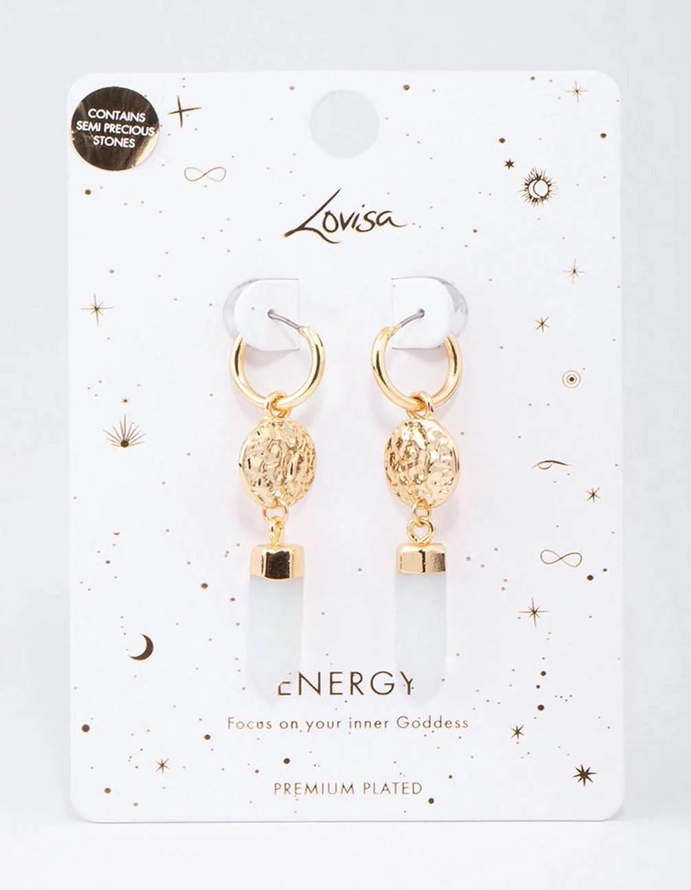 Gold Plated Semi-Precious Coin Drop Earrings