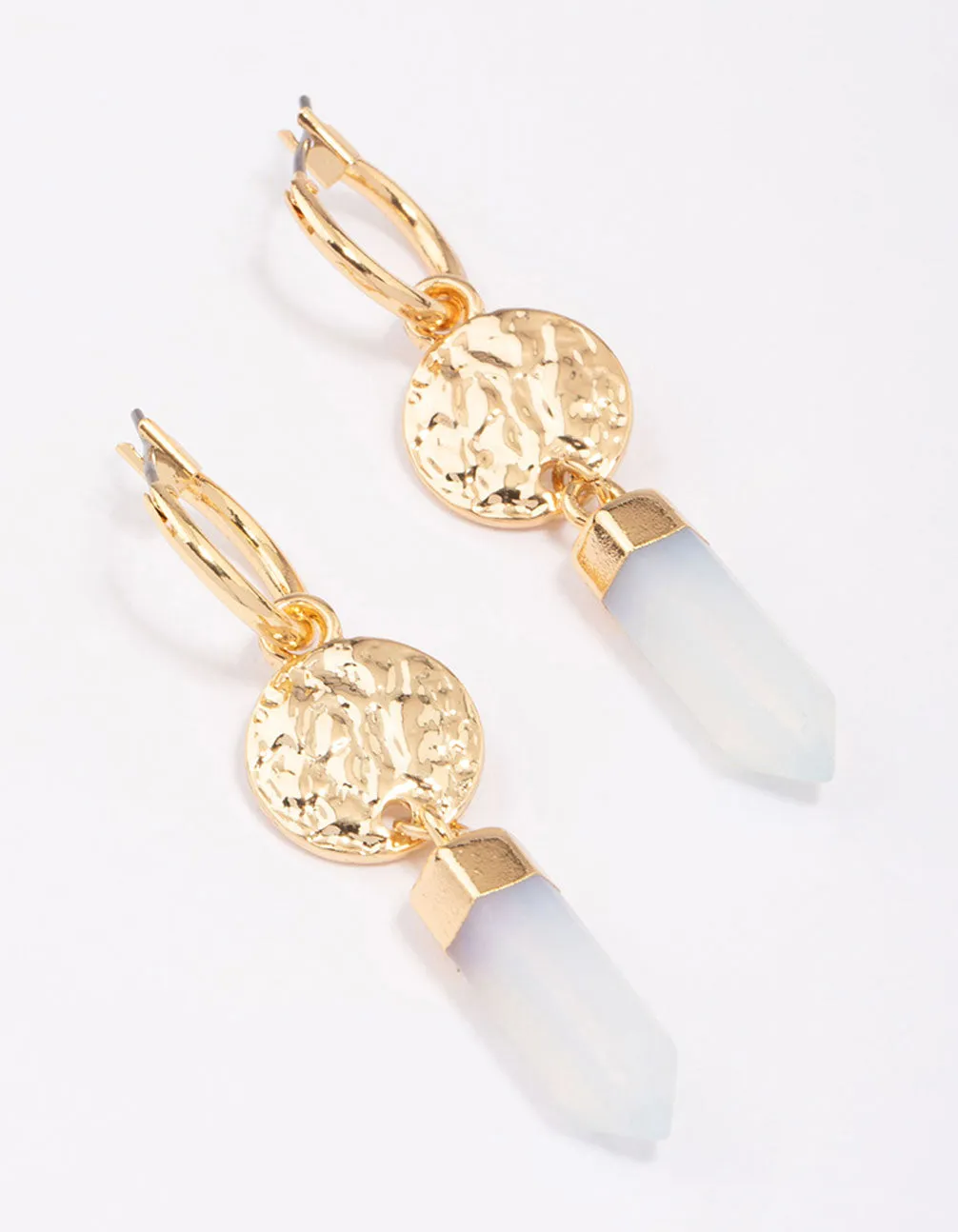 Gold Plated Semi-Precious Coin Drop Earrings