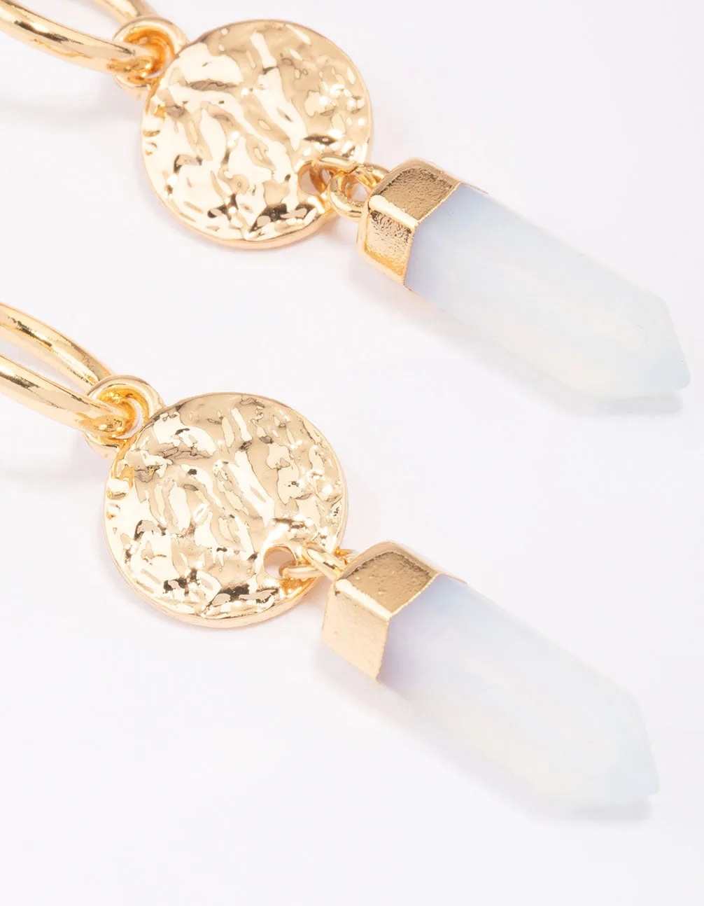 Gold Plated Semi-Precious Coin Drop Earrings