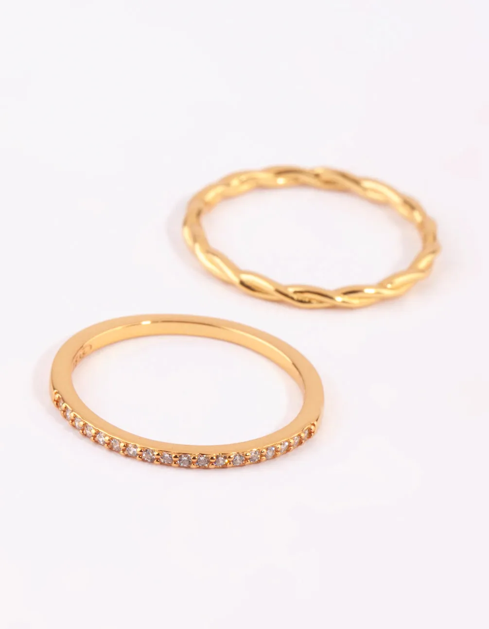 Gold Twisted Diamante Ring Pack